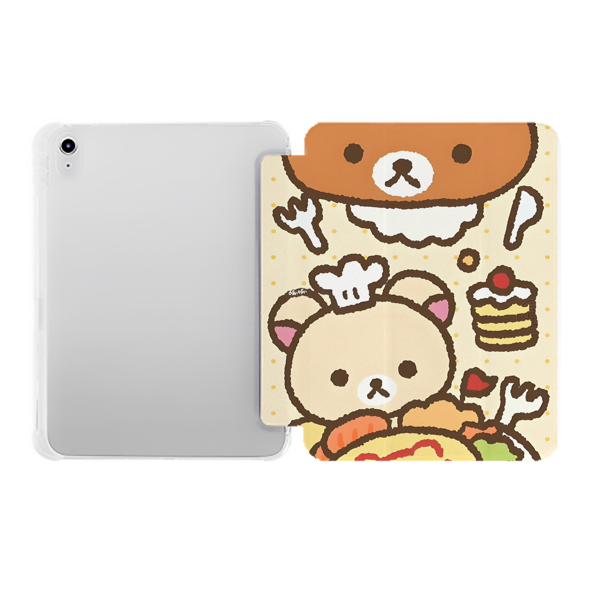 （画像用） リラックマ リラックマ キイロイトリ Rilakkuma Korilakkuma Kiiroitori IPad ケース ペン収納付き 三つ折りスタンド PUレザー×シリコン 対応機種9.5/10.5/10.9インチ